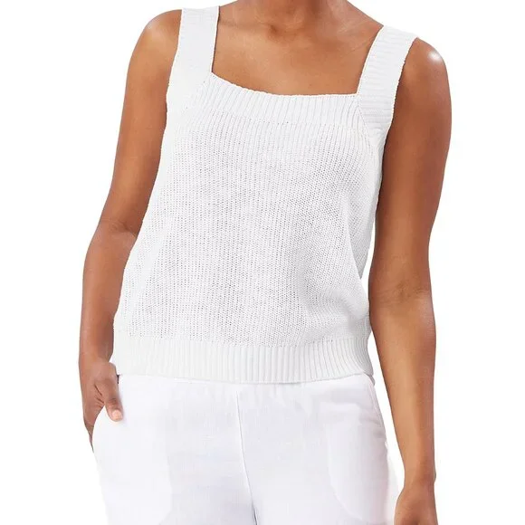 Tommy Bahama Sanibel Linen Sweater Tank Top Size L Natural Tan - Picture 1 of 7